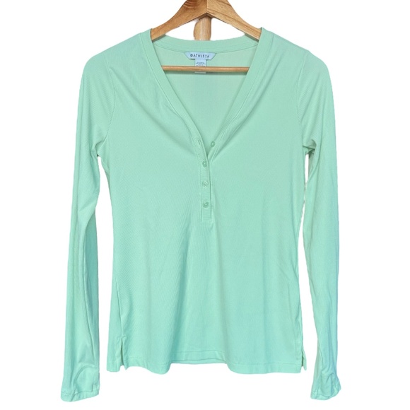 Athleta Uptempo Ribbed Henley V Neck Top Sz S - Picture 1 of 6